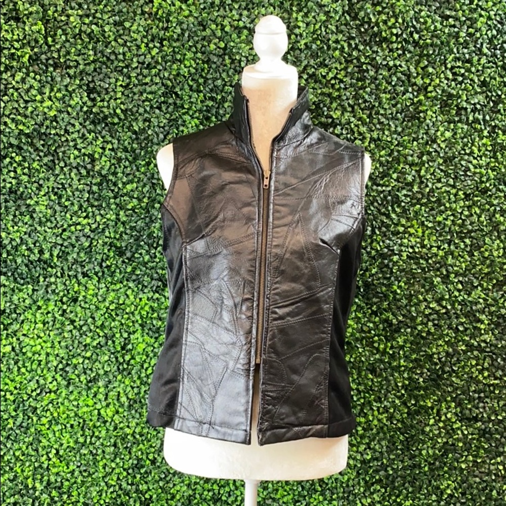 Leather & Soul Womens Vintage Black Leather Vest L